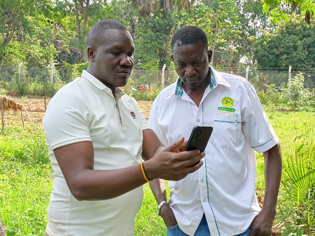 Participants view a digital agriculture tool on a smartphone