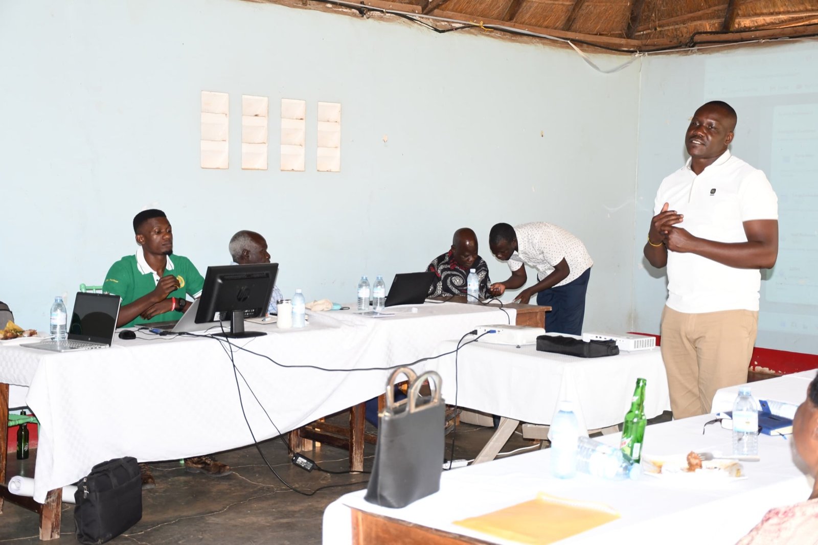 A digital agriculture presentation underway with project partners